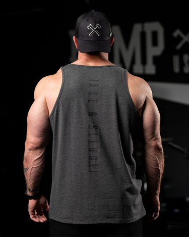 Axe Stack Tank Top // Dark Heather Grey